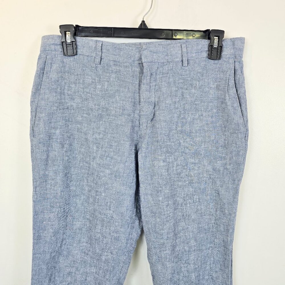 Perry Ellis Slim Fit Linen Blend Chambray Chino Pants - Picture 7 of 15